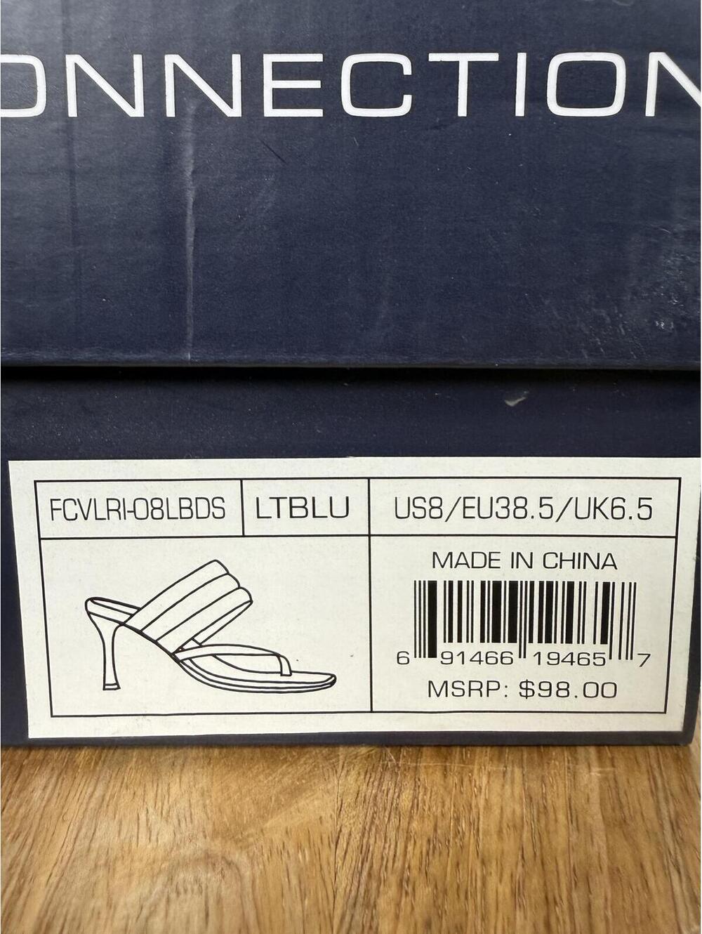 French Connection Heels Blue Thong Strap Square Toe Padded Sandals US 8 NWB - Picture 10 of 10